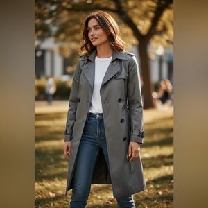 London Fog Charcoal Double-Breasted Trench Coat